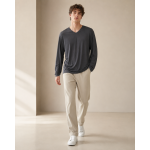 Ice silk drape feel round neck long sleeve T-shirt men loose thin senior sense